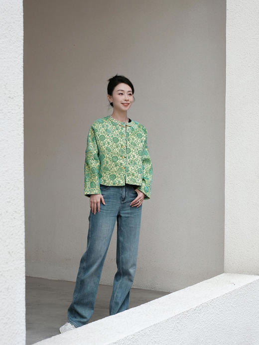 微瑕秒杀| 盛唐牡丹 |草绿色漳绒缠枝富贵花外套[特价品]](特殊商品不退不换) 商品图6