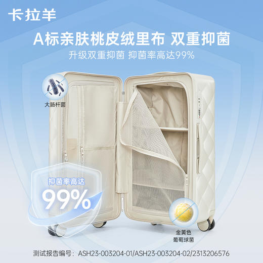 【红点奖设计师款】卡拉羊小香风皮革纹纯PC超轻大深舱魔方体行李箱CX8113 商品图4