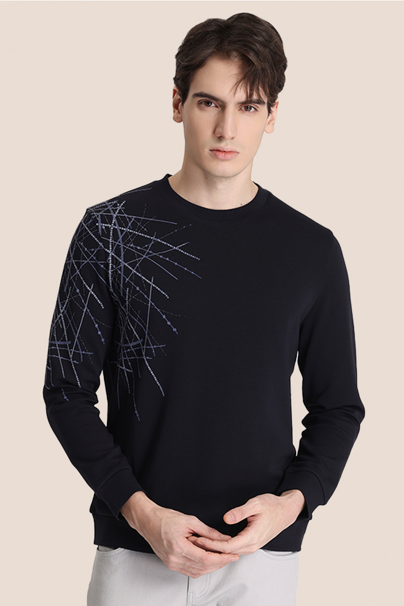 callisto藏青棉混纺卫衣 STFLE052C