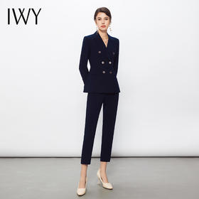 IWY/藏青色西装套装职业装高级西服外套女气质通勤商务显瘦工作服面试C13102+P11356