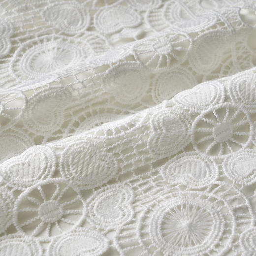 欧芮儿修身收腰优雅花边镂空白色蕾丝连衣裙女中长款 商品图4