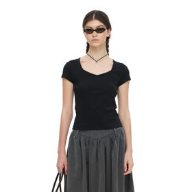 NUTH 凉感液氨纯棉低领修身显瘦短袖t恤女