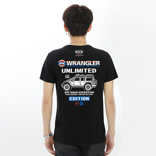 复古改装车牧马人越野休闲短袖T恤男女同款黑白色潮牌透气半袖衫 NMT-2107 商品图1