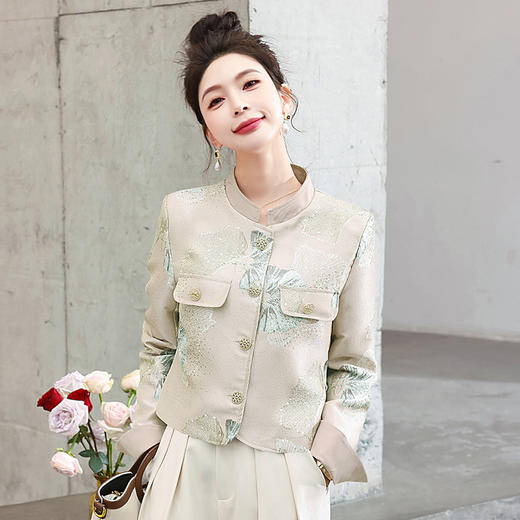 2024年春季上新气质时尚立领新中式提花外套HMQY5211 商品图5