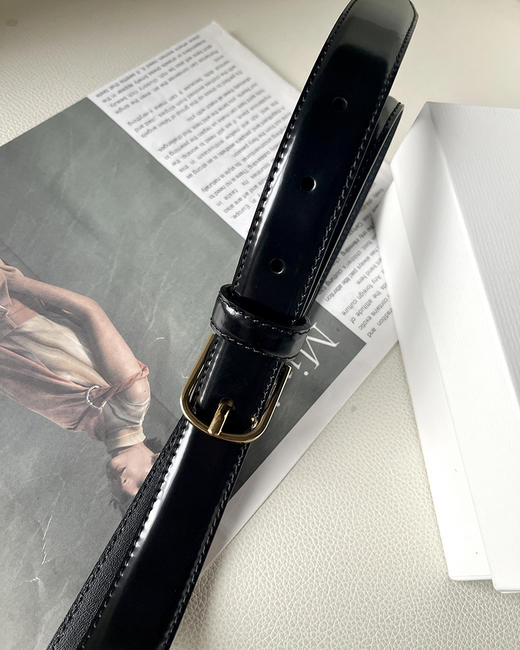 现货 THS 3.16-无 极简无标 进口开边珠牛皮腰带 亮皮皮带 2色 CR210 商品图10