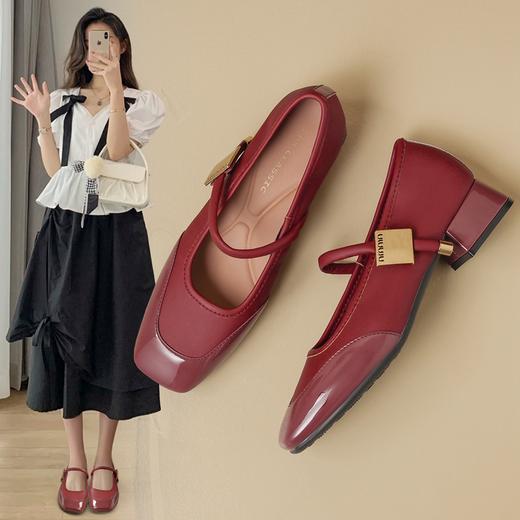 ZHR则则法式复古方头单鞋女鞋2024春季新款优雅舒适粗跟玛丽珍鞋 商品图8
