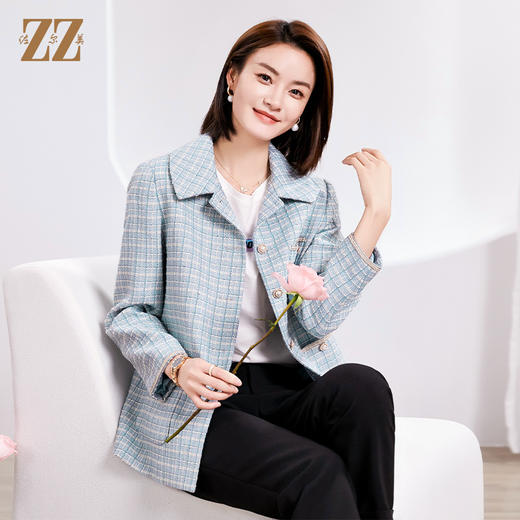 佐尔美春季新款 气质小香风千鸟格上衣外套女E33SO31 商品图2
