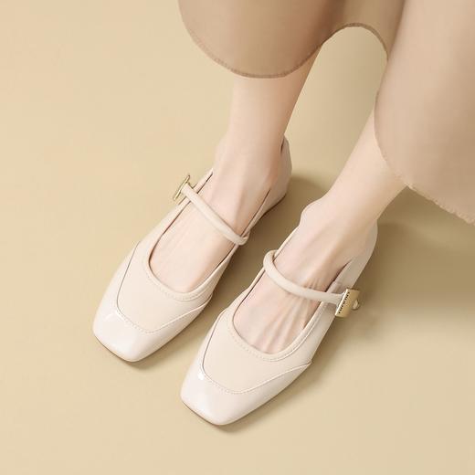 ZHR则则法式复古方头单鞋女鞋2024春季新款优雅舒适粗跟玛丽珍鞋 商品图2