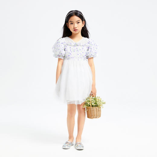 女童短袖连衣裙新款夏网纱甜美法式浪漫公主裙子安奈儿童装EG423087 商品图3