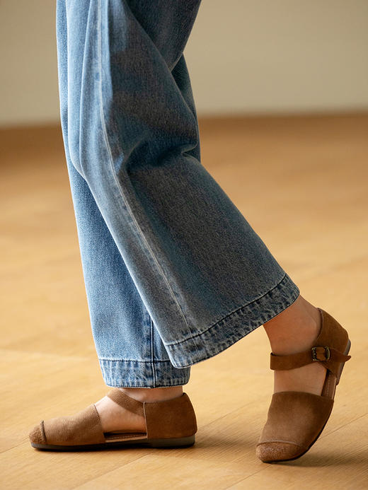 牧衣游 文艺牛皮单鞋百搭舒适凉鞋新款 夜莹【不支持会员折】 商品图0