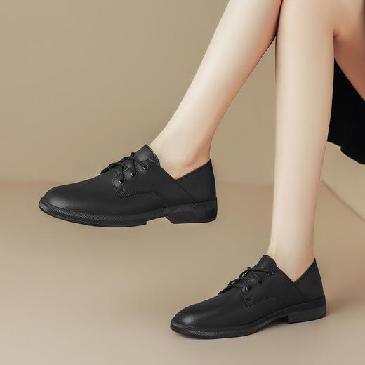 ZHR两穿单鞋女2024新款系带百搭英伦小皮鞋ins时尚女鞋子厚底圆头 商品图5