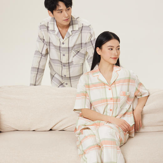 连绵·格纹天丝棉睡衣套装（男/女款） 商品图6