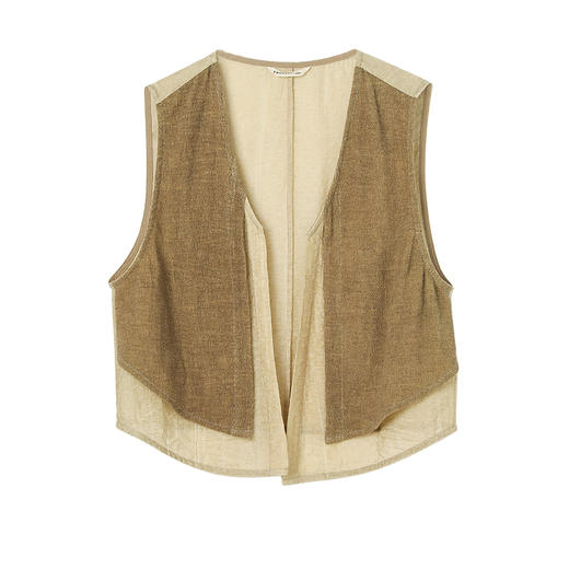 Famecoco范可儿假两件短款叠穿马夹女士复古开衫马甲FAC1CA004 商品图5