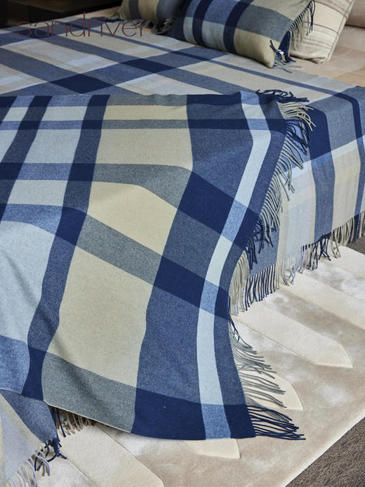 羊绒格纹提花披毯SJF95P620N 商品图3