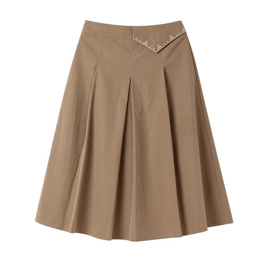 Famecoco范可儿天丝洗水棉半裙女士刺绣中长款a字裙FAC1HA020 商品图7