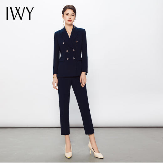 IWY/藏青色西装套装职业装高级西服外套女气质通勤商务显瘦工作服面试C13102+P11356 商品图1
