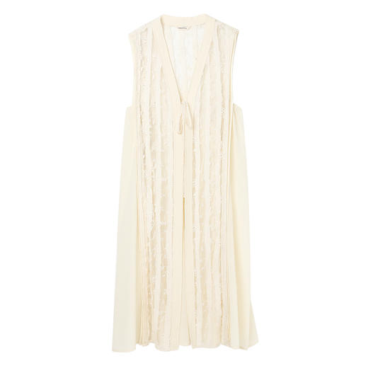 famecoco新中式v领镂空开衫马甲长款女无袖小众马夹FAC1CA005 商品图7