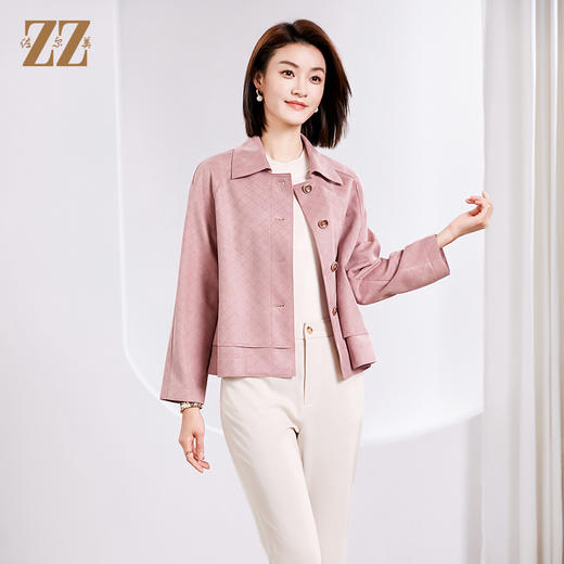 佐尔美春季新款 时尚菱形格短风衣外套女E33FD14 商品图1