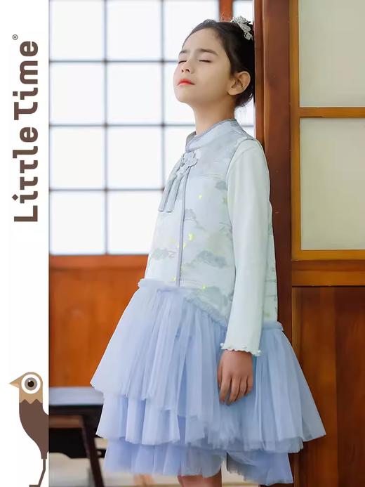 littletime女童中国风连衣裙春秋旗袍裙2024新款无袖儿童汉服袄裙 商品图1