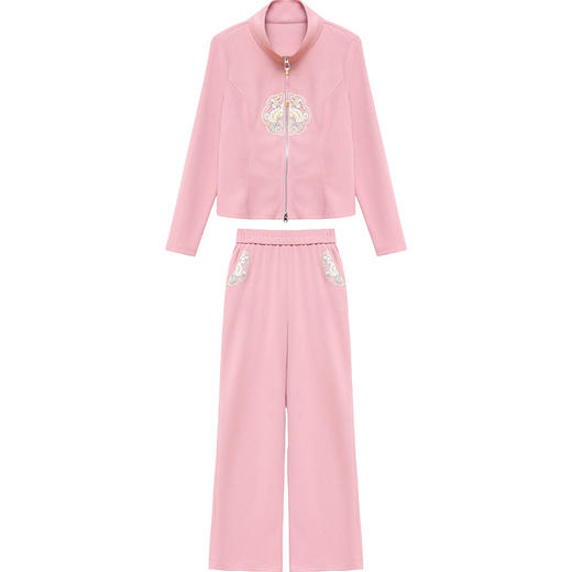 长袖修身开衫简约休闲阔腿裤，新中式国风运动两件套QYM-KSY-19616-L 商品图4