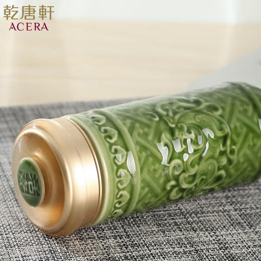 乾唐轩活瓷杯盛世祥龙随手杯便携陶瓷杯子水杯男礼物 耀洲绿 商品图3