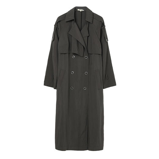 famecoco范可儿女士气质通勤双排扣收腰风衣长款外套FAC1AT011 商品图6