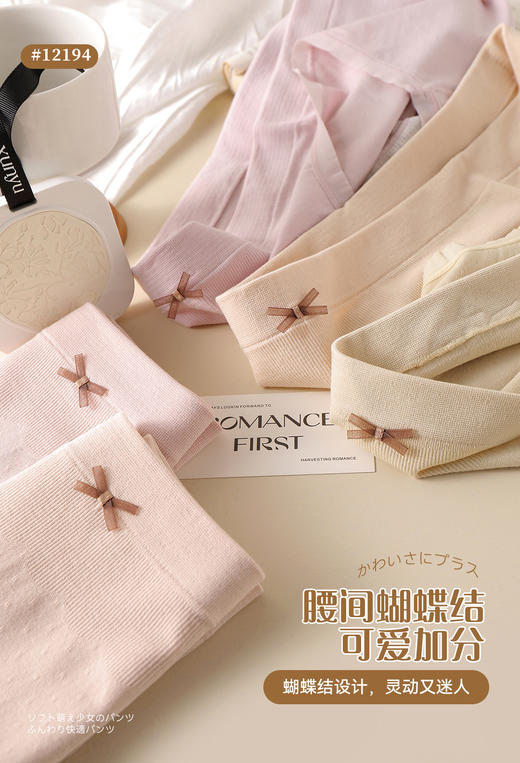 女士丰满加肥加大撞色提花朵无缝内裤12194 商品图3