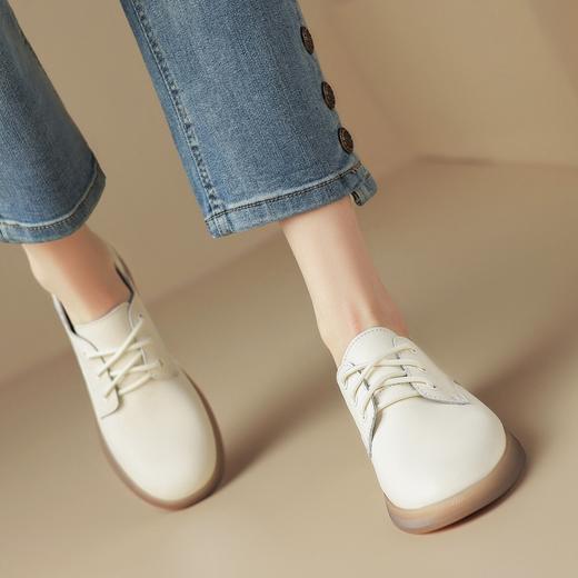 ZHR两穿单鞋女2024新款系带百搭英伦小皮鞋ins时尚女鞋子厚底圆头 商品图2