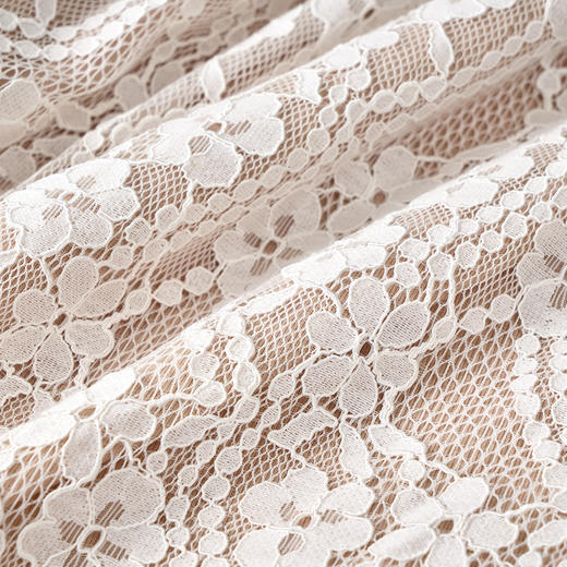 欧芮儿收腰白色a字裙七分喇叭袖蕾丝连衣裙女中长款女裙子 商品图4