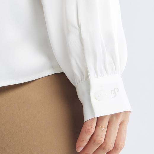 【系带领口】罗蒙长袖衬衫气质优雅清新日常商务通勤V领衬衫女 商品图5