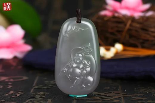 和田玉烟紫玉【笑佛】吊坠 配精美编织挂绳 赠证书 商品图0