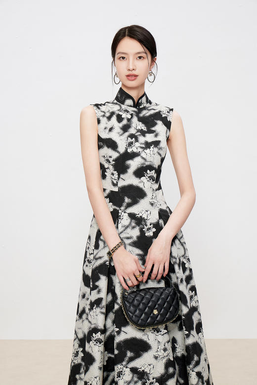 -仅剩L码一件玉色水墨晕染新中式连衣裙 HJ1S58 商品图2