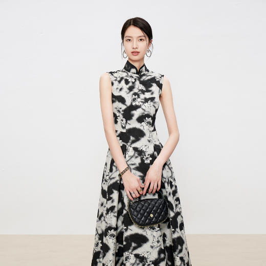 -仅剩L码一件玉色水墨晕染新中式连衣裙 HJ1S58 商品图1