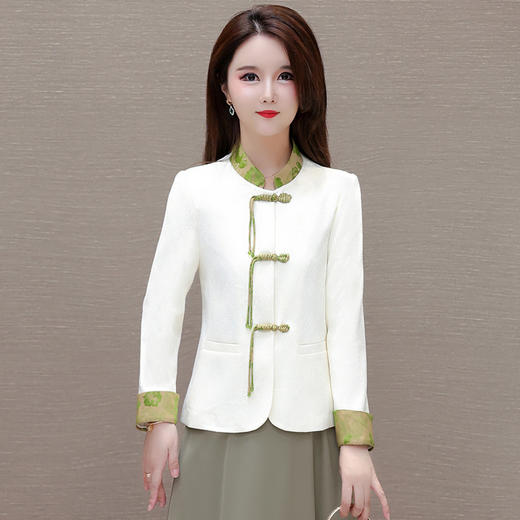 简约拼接短款时尚国风外套，修身通勤洋气外搭上衣QYM-KSY-HSWA10-L 商品图0