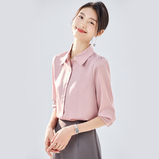 【简约商务】罗蒙四季款女式长袖衬衫百搭时尚清新百搭职场衬衫女 商品图8