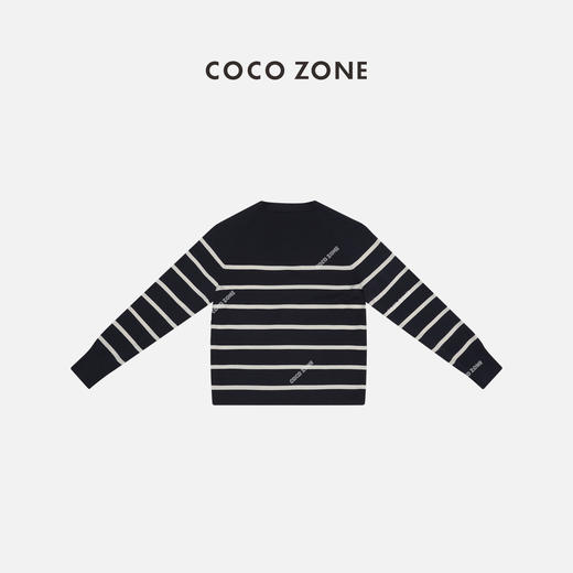 COCO ZONEV领开衫条纹女士宽松长袖百搭毛衣针织衫24C10288 商品图1