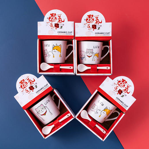 【福利！送同款小勺子】情侣咖啡杯，陶瓷马克杯，小巧精致；卡通配勺，实用方便。送礼自用两相宜，创意陶瓷杯值得拥有！ 商品图3