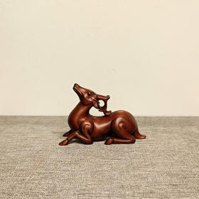 瑞鹿°做旧黄杨木摆件