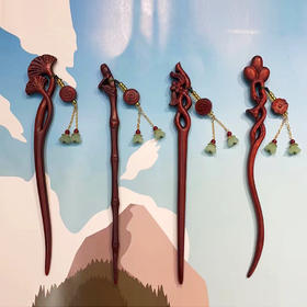 犀角紫檀发簪带配饰（款式随机）