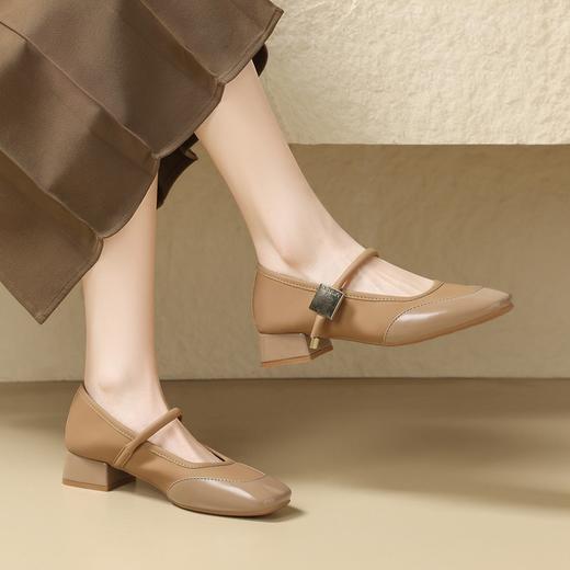 ZHR则则法式复古方头单鞋女鞋2024春季新款优雅舒适粗跟玛丽珍鞋 商品图7