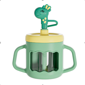 成长树玻璃牛奶杯-吸管300mL