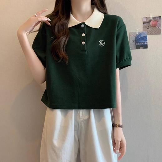 【胖mm休闲宽松显瘦短款！大码短袖t恤】夏季热卖面料舒适不紧绷，小众polo领正肩短袖t恤女 商品图2