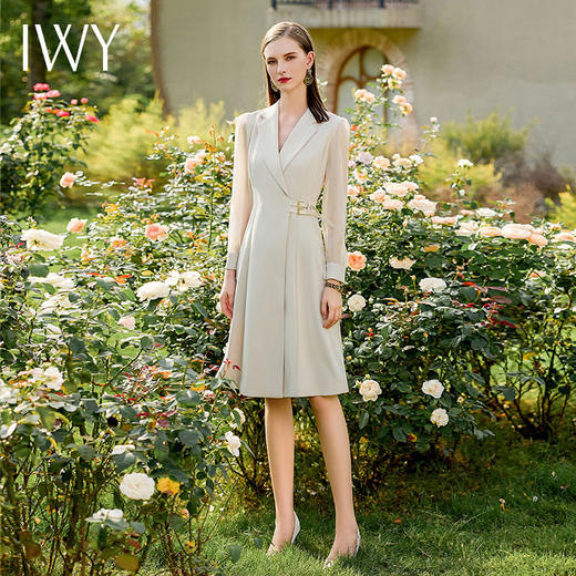 IWY/杏色正式场合西装连衣裙礼服高端职业装气质女神范商务装裙子Q729 商品图4