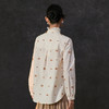 Famecoco全棉立体剪花衬衫女系带木耳边立领小众衬衣FAC1BH026 商品缩略图2