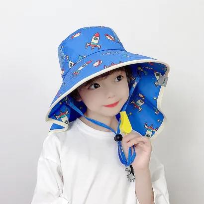 前佳QIANJIA儿童遮阳帽夏薄款大檐遮阳帽男孩防紫外线新款太阳帽女防晒渔夫帽 商品图1
