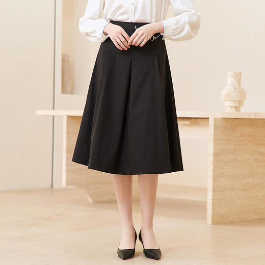 Famecoco范可儿天丝洗水棉半裙女士刺绣中长款a字裙FAC1HA020 商品图4