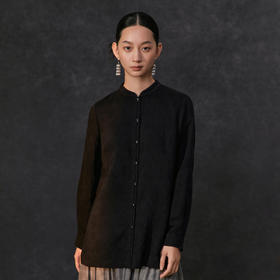 famecoco新中式立领基础款衬衫女士长袖正肩气质衬衣FAC1BA004