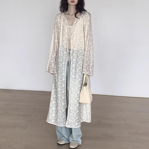 裁缝学苑AS211长款复古防晒绑带蕾丝长衫纸样女装新款薄款开衫打板 商品图5