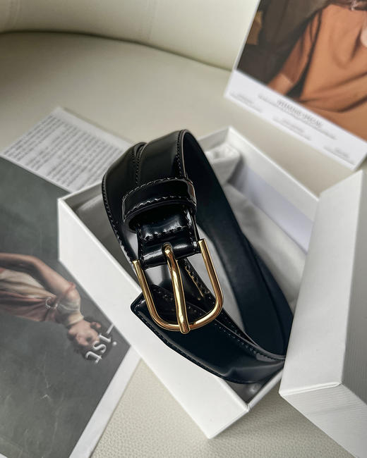 现货 THS 3.16-无 极简无标 进口开边珠牛皮腰带 亮皮皮带 2色 CR210 商品图3