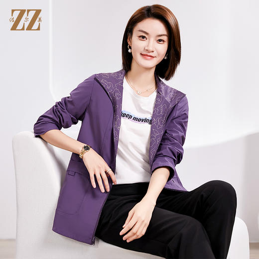 佐尔美春季新款 双面穿时尚气质连帽休闲短风衣外套女E33FD27 商品图0